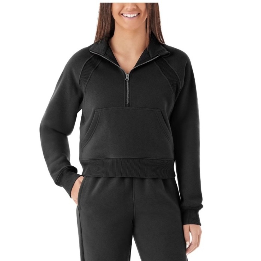 Members Mark Womens Fleece Half Zip Pullover Black Size XL Sweatshirt